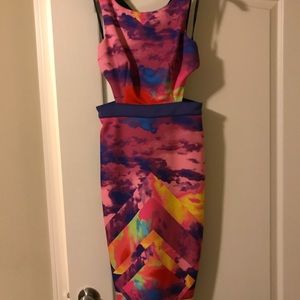 Bebe Tye-dye Cut Out Back Dress